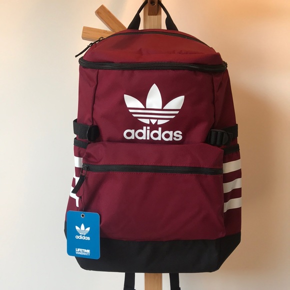 burgundy adidas backpack